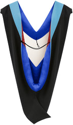 Muceta de Licenciatura/Maestría de lujo - Terciopelo celeste, azul francia y rojo