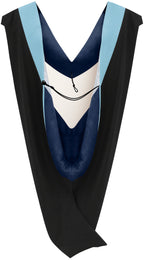Muceta de Licenciatura/Maestría de lujo - Terciopelo celeste, azul marino y blanco