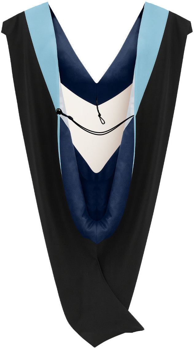 Muceta de Licenciatura/Maestría de lujo - Terciopelo celeste, azul marino y blanco