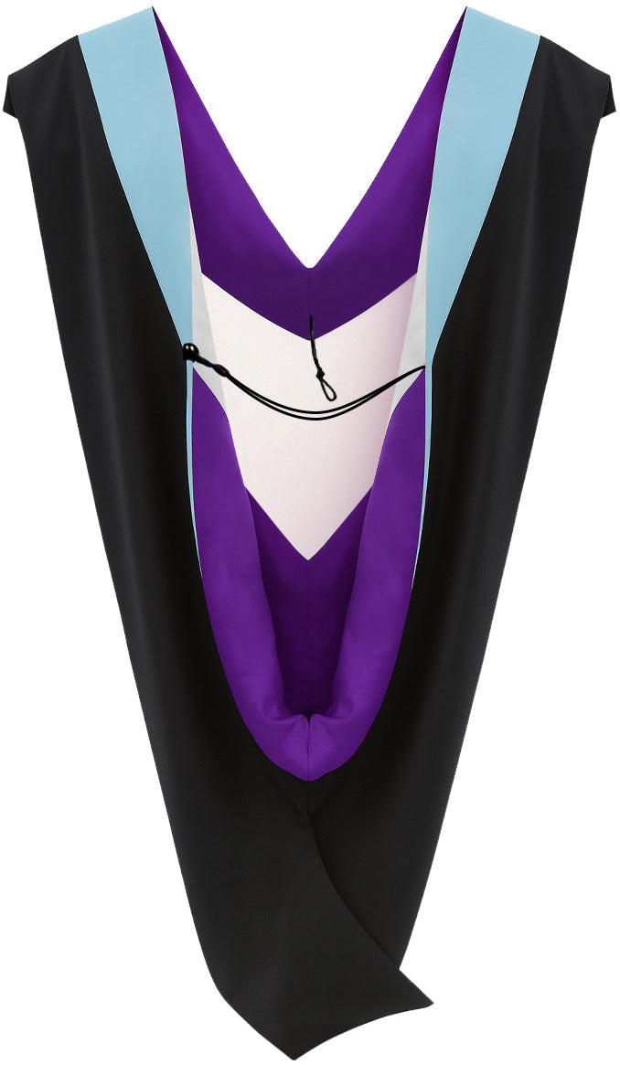 Muceta de Licenciatura/Maestría de lujo - Terciopelo celeste, morado y blanco