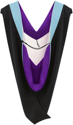 Muceta de Licenciatura/Maestría de lujo - Terciopelo celeste, morado y blanco