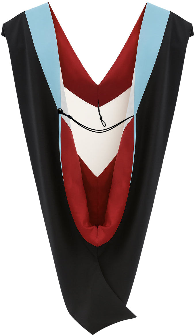 Muceta de Licenciatura/Maestría de lujo - Terciopelo celeste, rojo y blanco