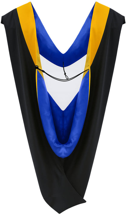 Muceta de Licenciatura/Maestría de lujo - Terciopelo dorado en ciencias, azul francia y amarillo dorado