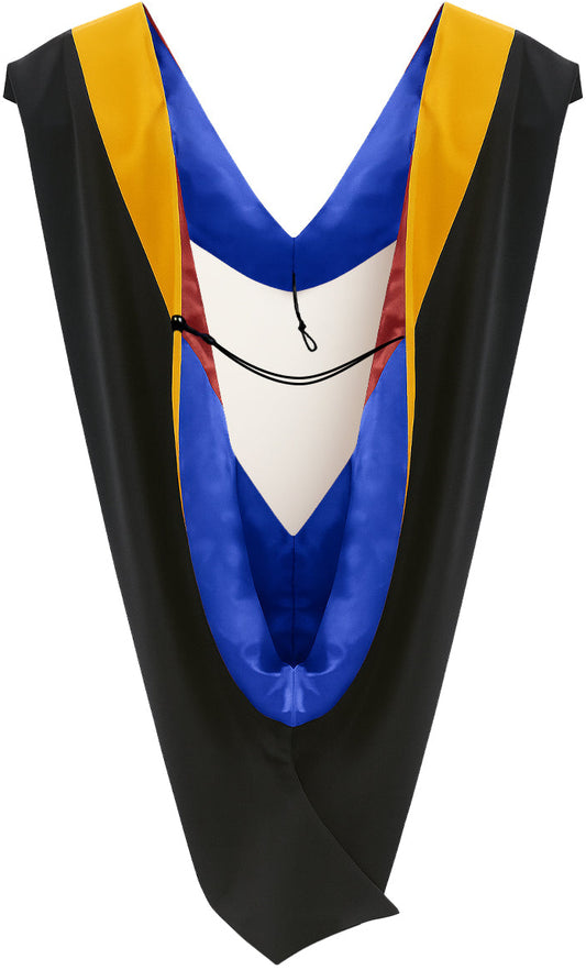 Muceta de Licenciatura/Maestría de lujo - Terciopelo dorado en ciencias, azul francia y rojo