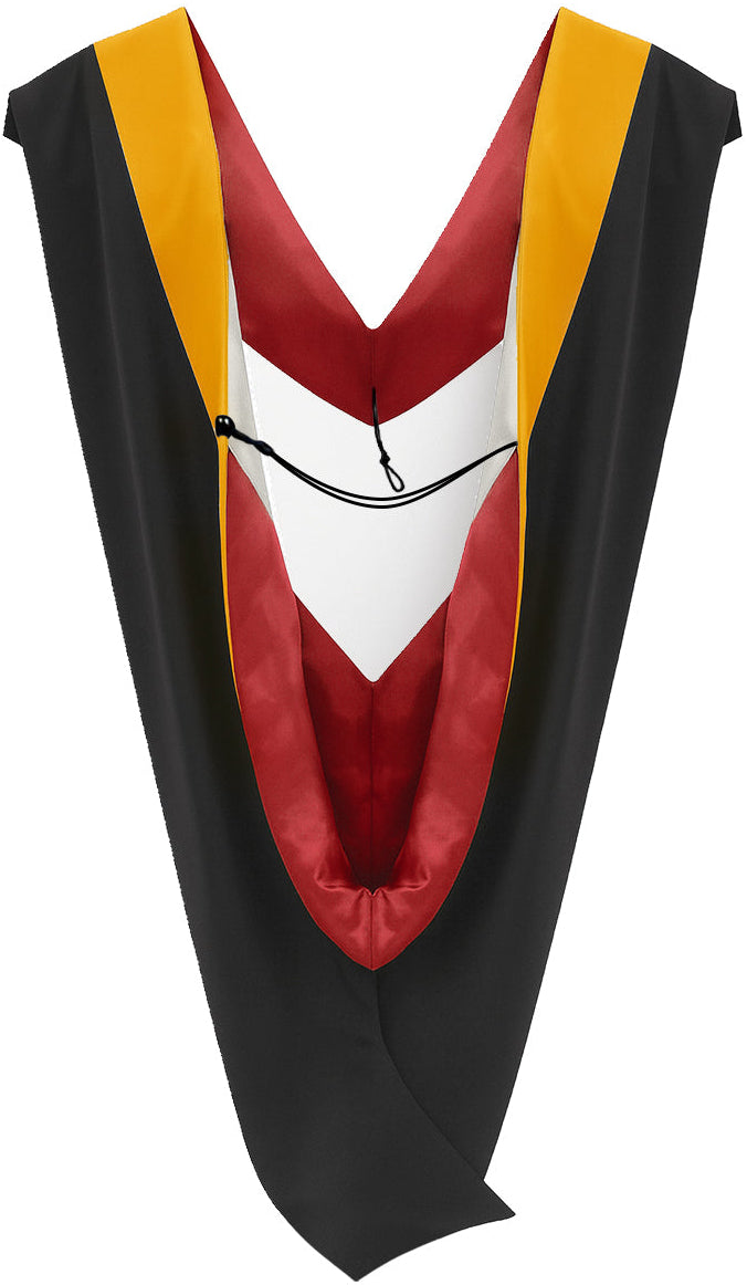 Muceta de Licenciatura/Maestría de lujo - Terciopelo dorado en ciencias, rojo y blanco