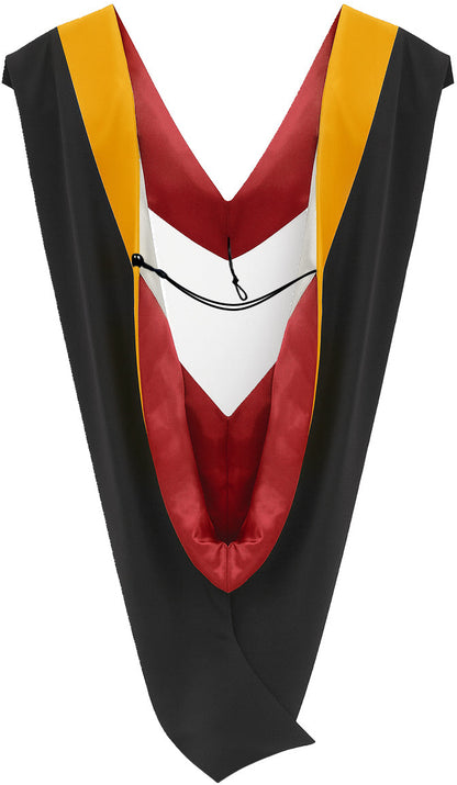 Muceta de Licenciatura/Maestría de lujo - Terciopelo dorado en ciencias, rojo y blanco