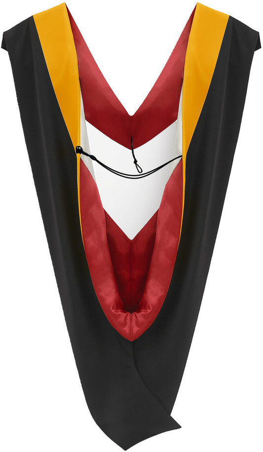 Muceta de Licenciatura/Maestría de lujo - Terciopelo dorado en ciencias, rojo y blanco