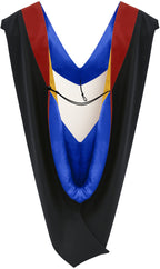Muceta de Licenciatura/Maestría de lujo - Terciopelo escarlata, azul francia y amarillo dorado