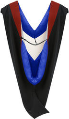 Muceta de Licenciatura/Maestría de lujo - Terciopelo escarlata, azul francia y blanco
