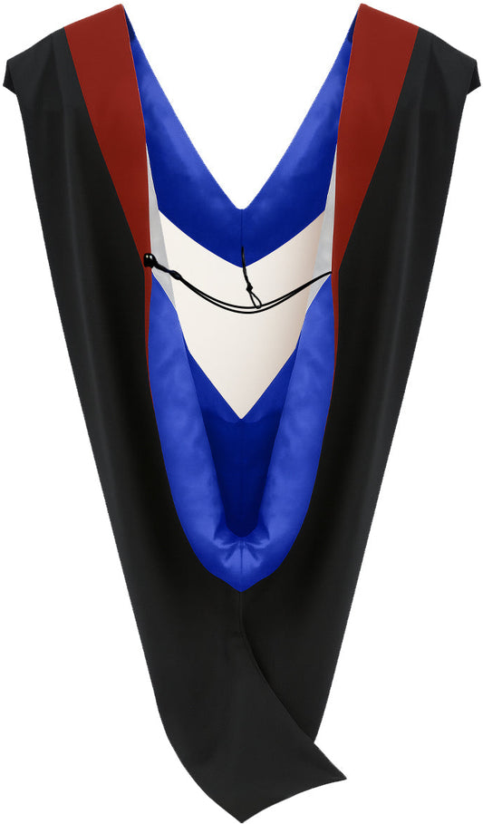 Muceta de Licenciatura/Maestría de lujo - Terciopelo escarlata, azul francia y blanco