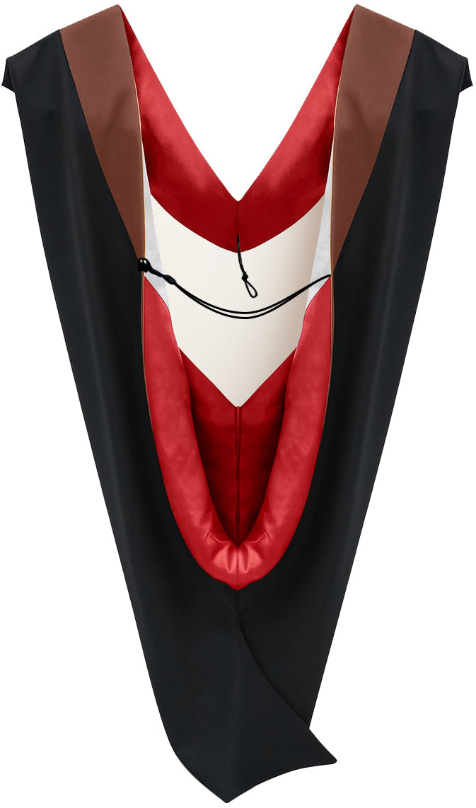 Muceta de Licenciatura/Maestría de lujo - Terciopelo marrón, rojo y blanco