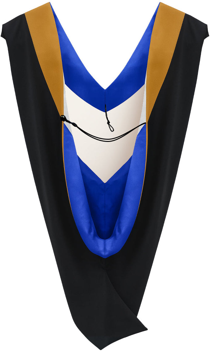 Muceta de Licenciatura/Maestría de lujo - Terciopelo pardo, azul francia y blanco