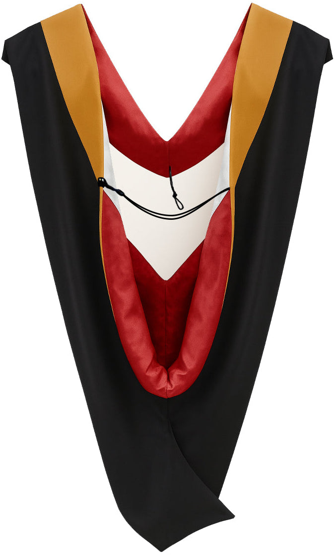 Muceta de Licenciatura/Maestría de lujo - Terciopelo pardo, rojo y blanco