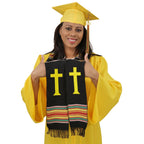 Estola Kente de Graduación con Cruz Cristiana