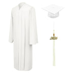 Birrete, toga y borla blanco mate de licenciatura