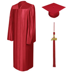 Birrete, toga y borla roja brillante de licenciatura - Graduacion