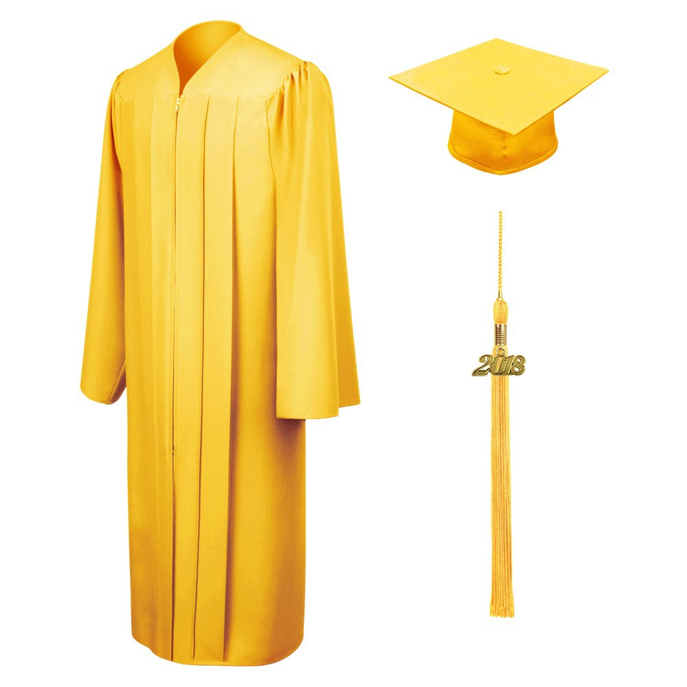 Birrete, toga y borla dorado mate de primaria - Graduacion