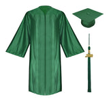 Birrete, toga y borla verde cazador brillante de licenciatura - Graduacion