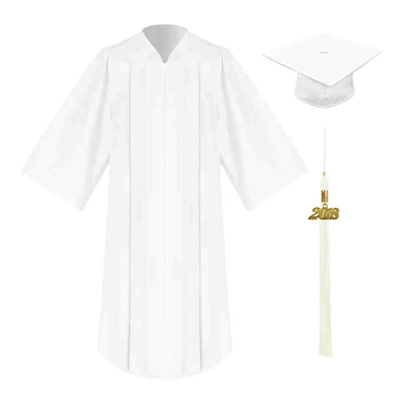 Birrete, toga y borla blanco mate de licenciatura - Graduacion