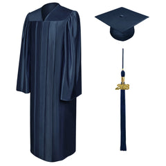 Birrete, toga y borla azul marino brillante de primaria - Graduacion