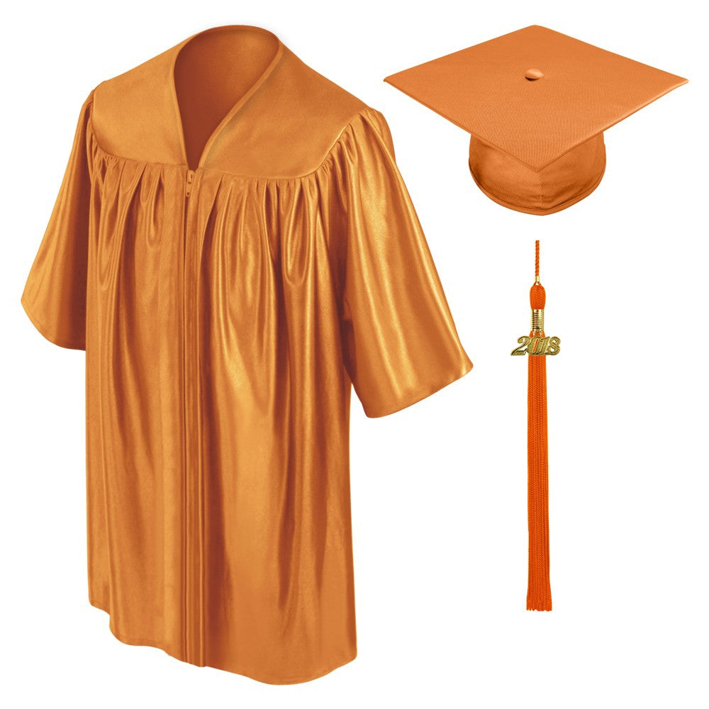 Birrete, toga y borla naranja de preescolar - Graduacion