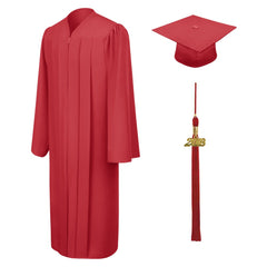 Birrete, toga y borla rojo mate de primaria - Graduacion