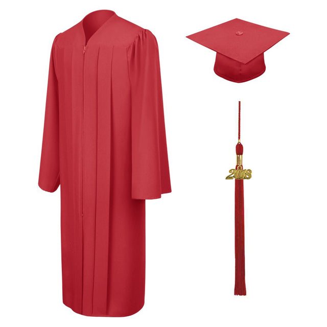Birrete, toga y borla rojo mate de secundaria - Graduacion
