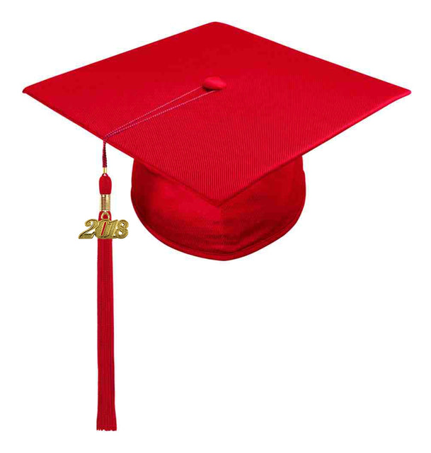 Birrete y borla rojo brillante de secundaria - Graduacion