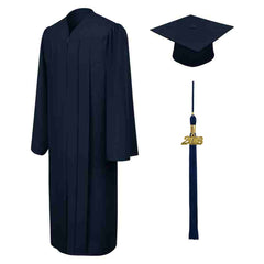 Birrete, toga y borla azul marino mate de secundaria - Graduacion