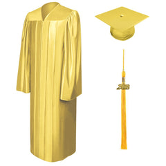 Birrete, toga y borla dorado brillante de primaria - Graduacion