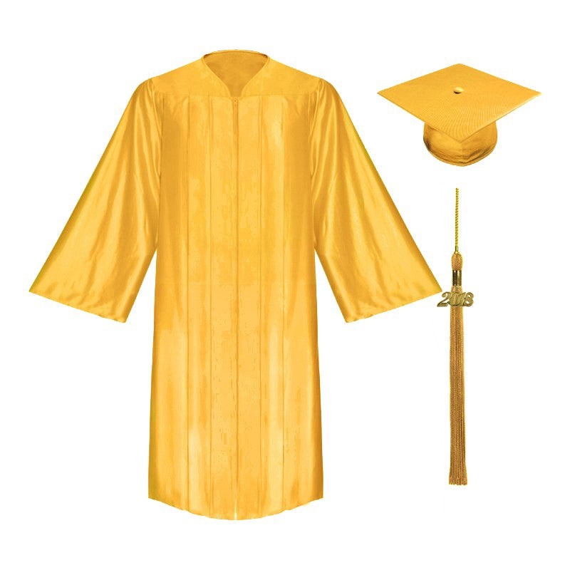 Birrete, toga y borla oro antiguo brillante de primaria - Graduacion