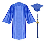 Birrete, toga y borla azul francia brillante de secundaria - Graduacion
