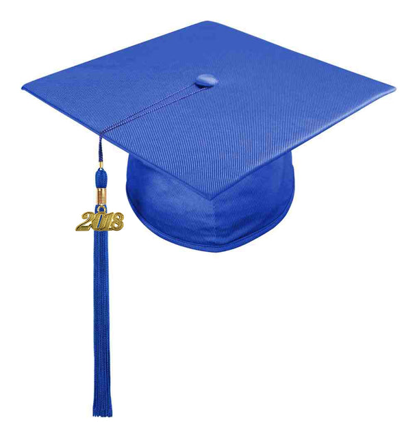 Birrete y borla azul francia brillante de primaria - Graduacion