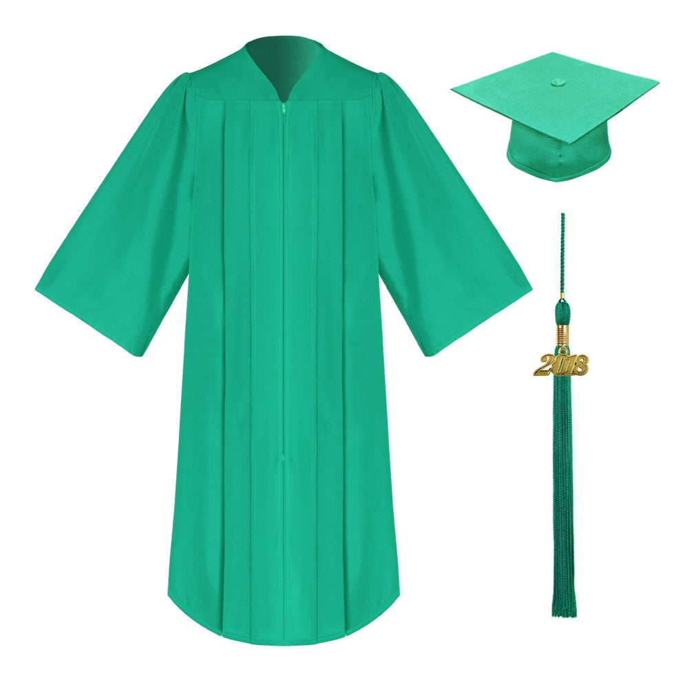Birrete, toga y borla verde esmeralda mate de secundaria - Graduacion