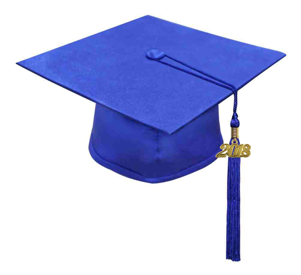 Birrete, toga y borla azul francia mate de primaria - Graduacion