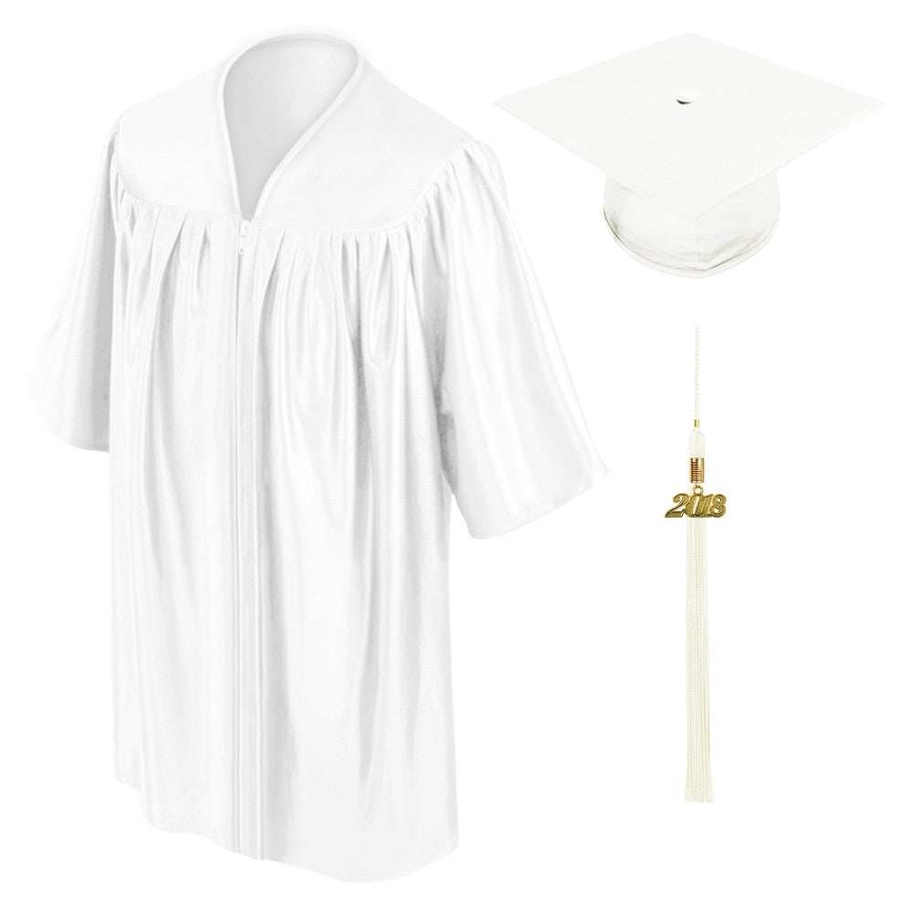 Birrete, toga y borla blanca de preescolar - Graduacion