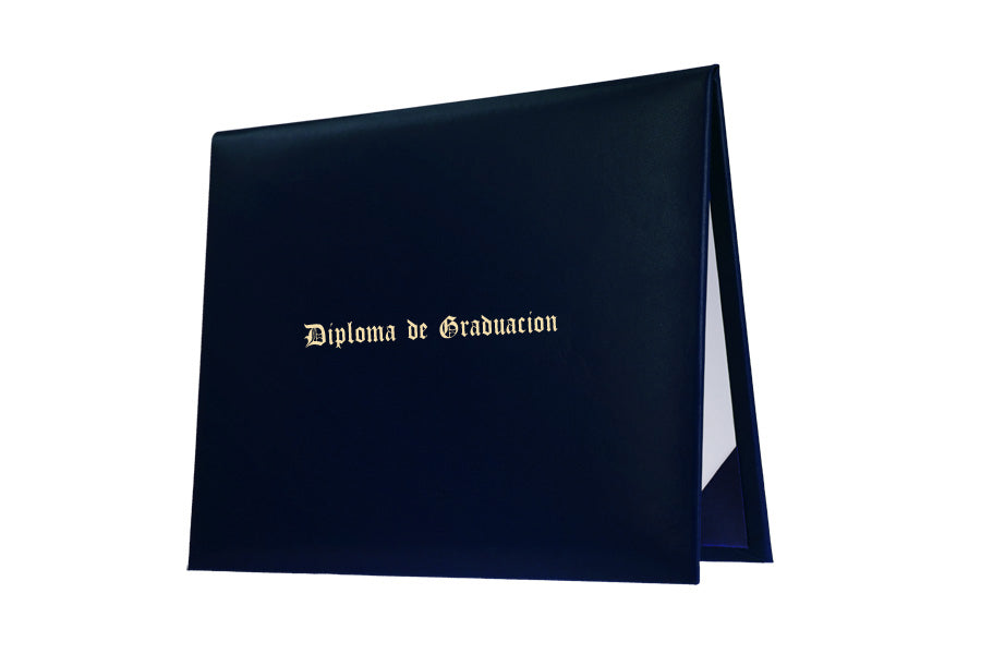 Porta diploma impreso azul marino de secundaria - Graduacion