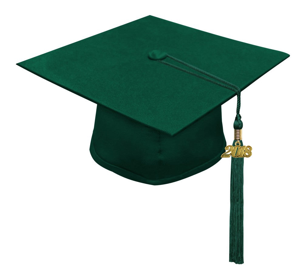 Birrete y borla verde cazador mate de secundaria - Graduacion