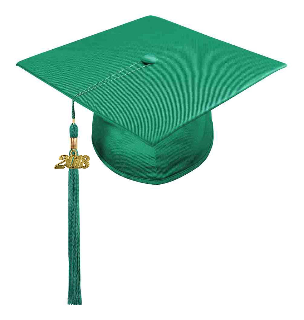 Birrete, toga y borla verde esmeralda brillante de licenciatura - Graduacion