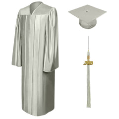 Birrete, toga y borla plateada brillante de licenciatura - Graduacion
