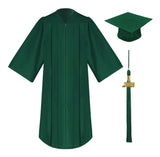 Birrete, toga y borla verde cazador mate de secundaria - Graduacion