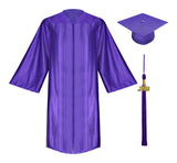 Birrete, toga y borla violeta brillante de secundaria - Graduacion