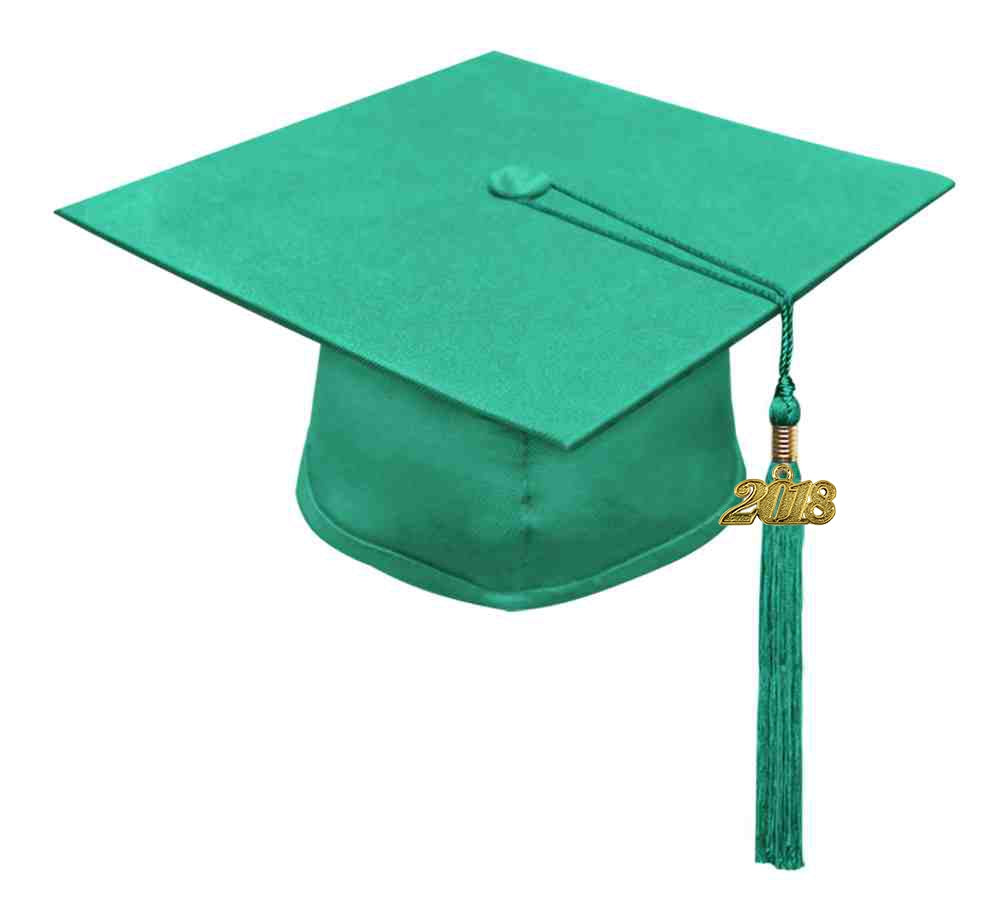 Birrete, toga y borla verde esmeralda mate de secundaria - Graduacion