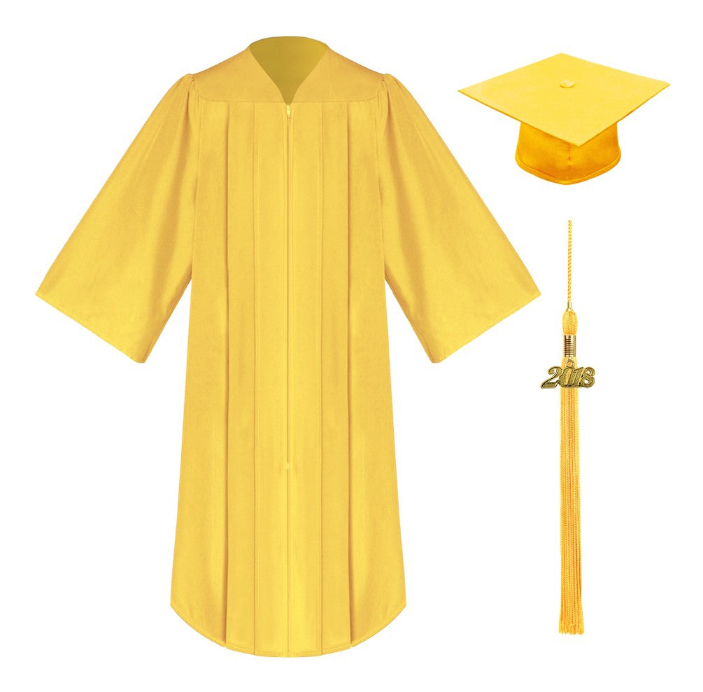 Birrete, toga y borla dorado mate de primaria - Graduacion