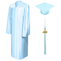 Birrete, toga y borla celeste brillante de primaria - Graduacion