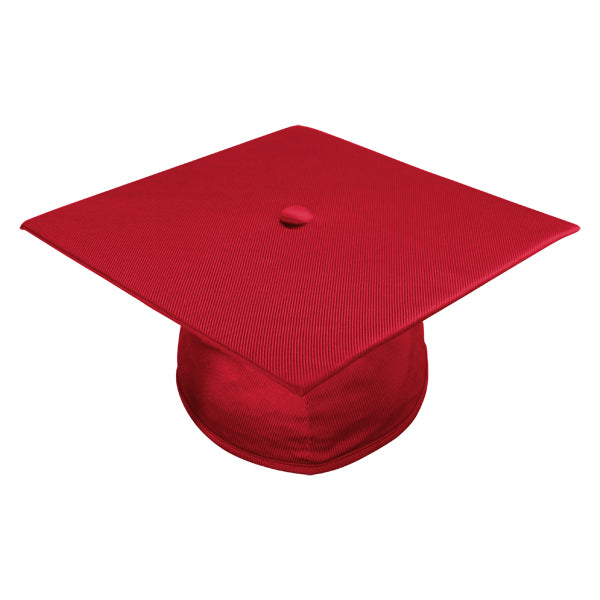 Birrete, toga y borla roja brillante de primaria - Graduacion