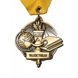 Medallas de graduación – Medalla de graduación de oro de 2.5 in con medalla  valedictoriana, incluye cinta de cuello rojo, blanco y azul, grandes